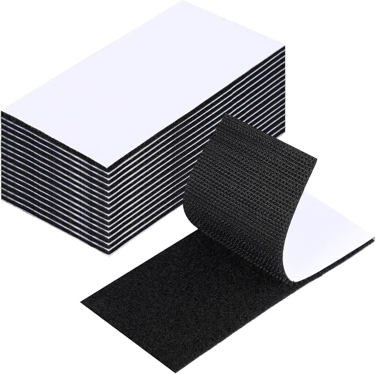 Klittenband Dubbelzijdig 20Pcs Extra Sterk, Zelfklevende Klittenbandsluiting 100mm x50 mm Breed, Zelfklevende Pluchen Band en Haakband (Zwart)
