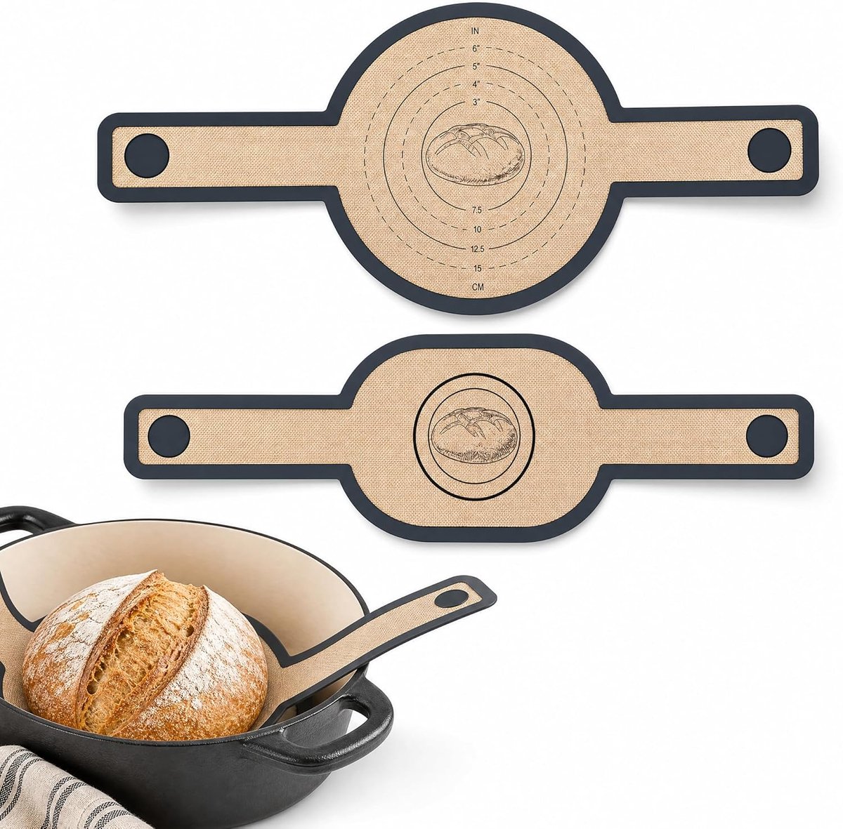 Siliconen bakmat voor Dutch Oven - herbruikbare bakonderlegger - met lange handgrepen - SnelShoppen