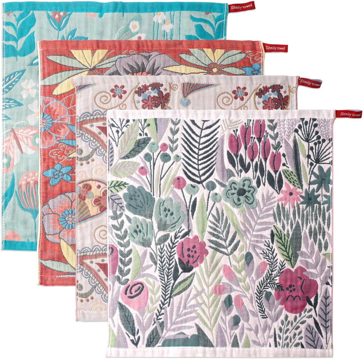 Theedoeken set van 4 - kleurrijk katoen - 40 x 37 cm - ideaal voor keuken gebruik - SnelShoppen