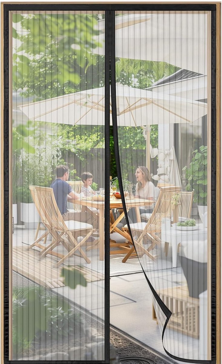 Magneet vliegenraam voor deuren 100x215cm - Zwart - Geluidsarm en eenvoudig te bevestigen - ShopVlot