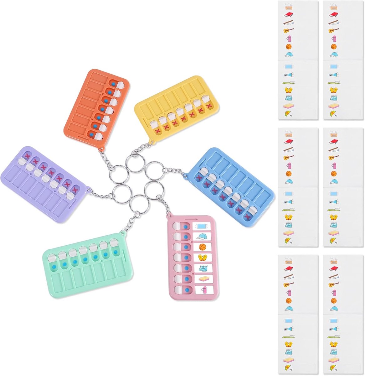 Chore Planning Chart Keychains 6-delig - Portable Visual Schedule - Inclusief Stickers - SnelShoppen