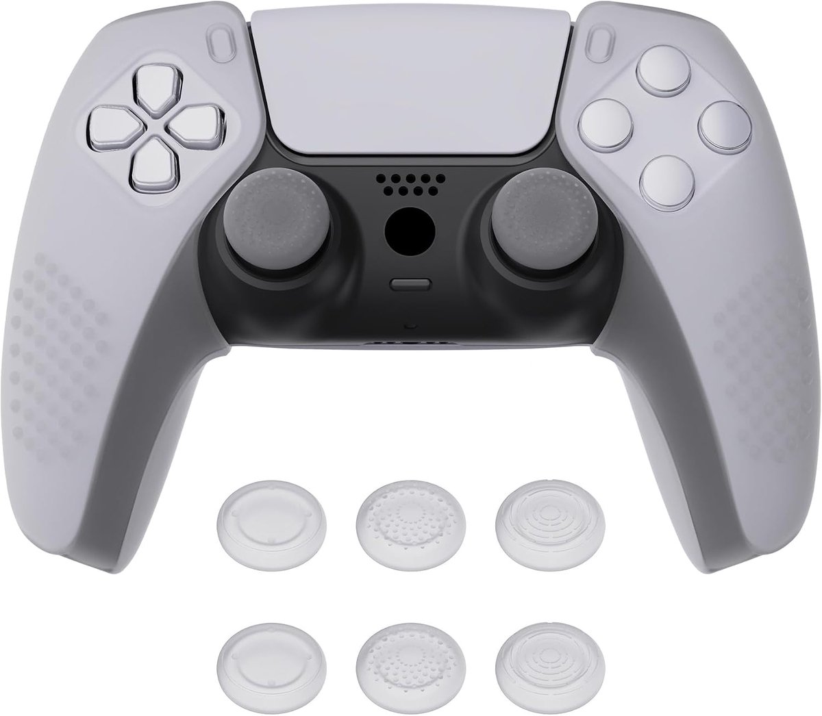Protective case voor ps5 - ergonomisch soft silicone - transparant wit - beschermt controller - ShopVlot