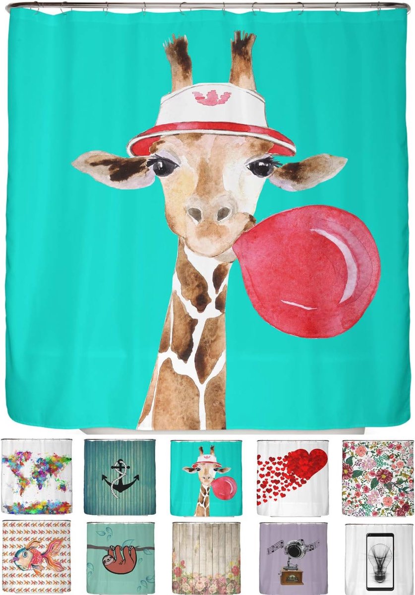 Douchegordijn 180x200 cm - Giraffe - gerecycled materiaal - anti-schimmel, hygiënisch - SnelShoppen