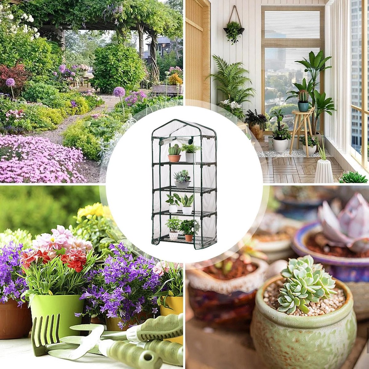 Kleine Kas - Binnenkas Broeikas - Planten Beschermen - Vergrendelbare Wielen - 4 Lagen 158cm - Transparant