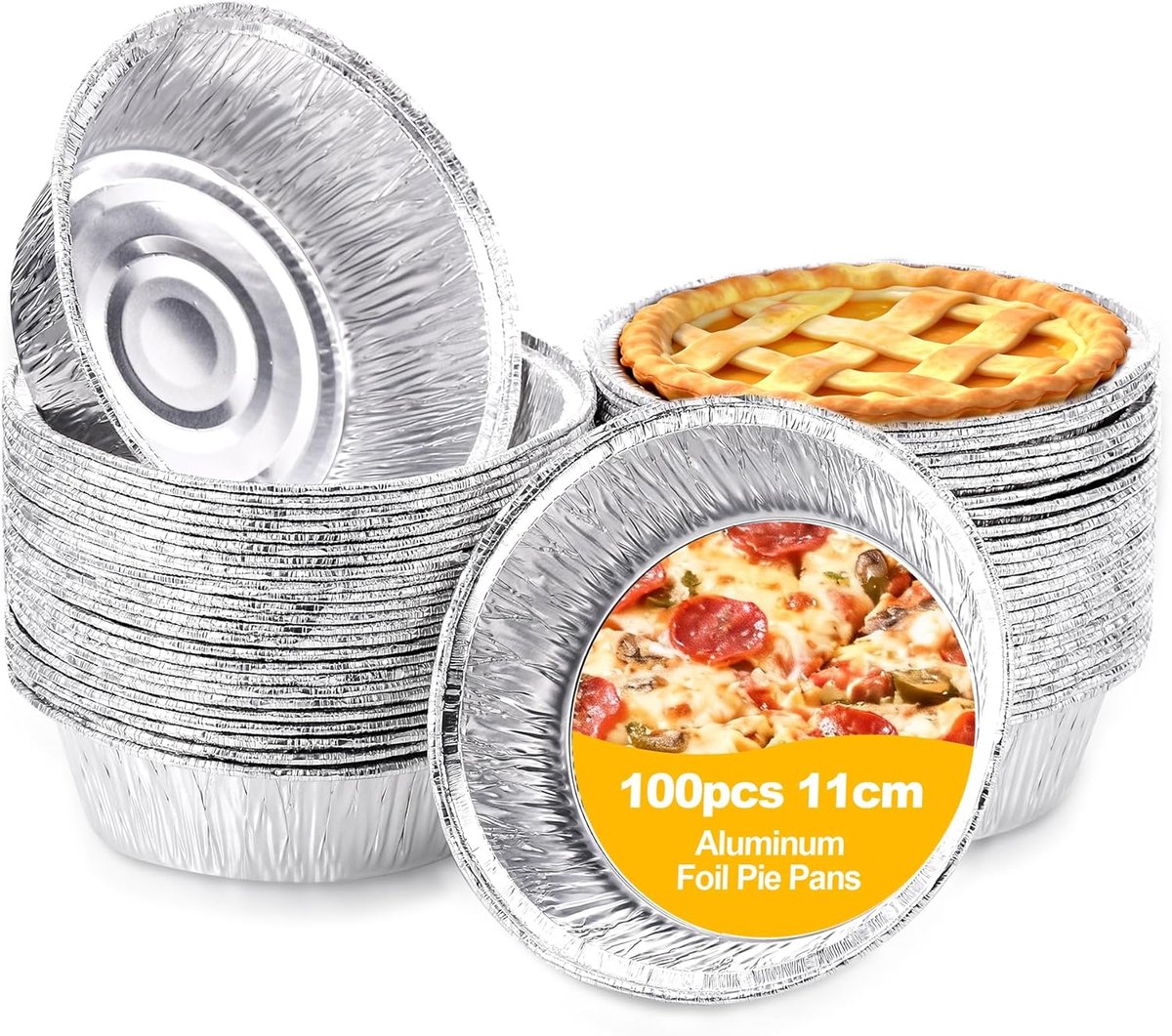 SnelShoppen - Pack van 100 Ronde Aluminium Bakvormpjes 240 ml/11 cm - Folie Cake Mallen voor Oven, Airfryer, Magnetron, Vriezer - Ideaal voor Taartjes