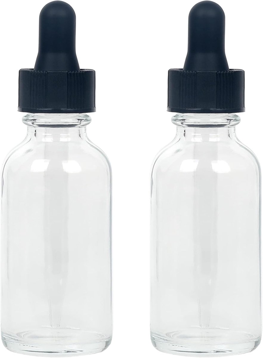 Magic Season Boston Round glass bottles (transparent/30ml with droppers/2 pieces) - ShopVlot