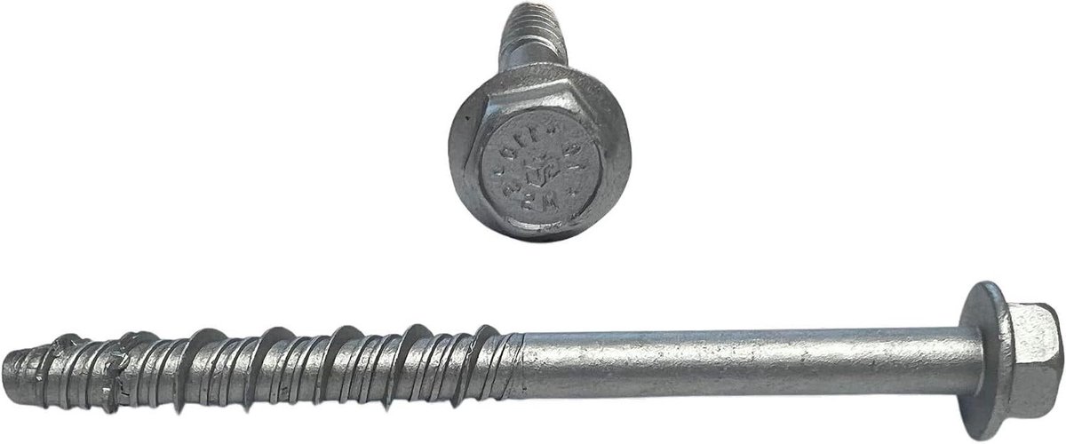 Betonschroeven - Schroeven met schijf - Beton Verankeren - Zelfsnijdende draad - 75x120 mm - Verzinkt