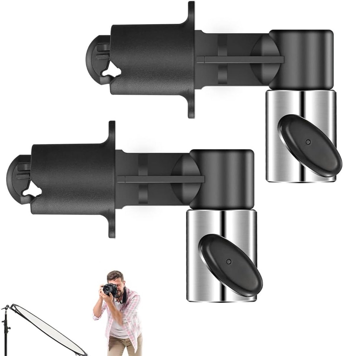 Gibsob Reflector Clips Holder, 2 Pieces Photo Studio Clamp, Aluminum and Abs Material, Black, Includes 2 Clip Holders - ShopVlot