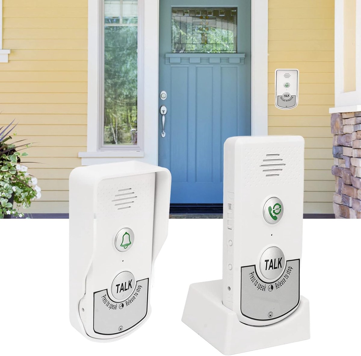 SnelShoppen - Draadloze Deurbel, Thuis Intercom Systeem, Draadloze Stem Intercom Deurbellen met Oplaadbare Lithium Accu, 1000 Meter Bereik, Ideaal voo