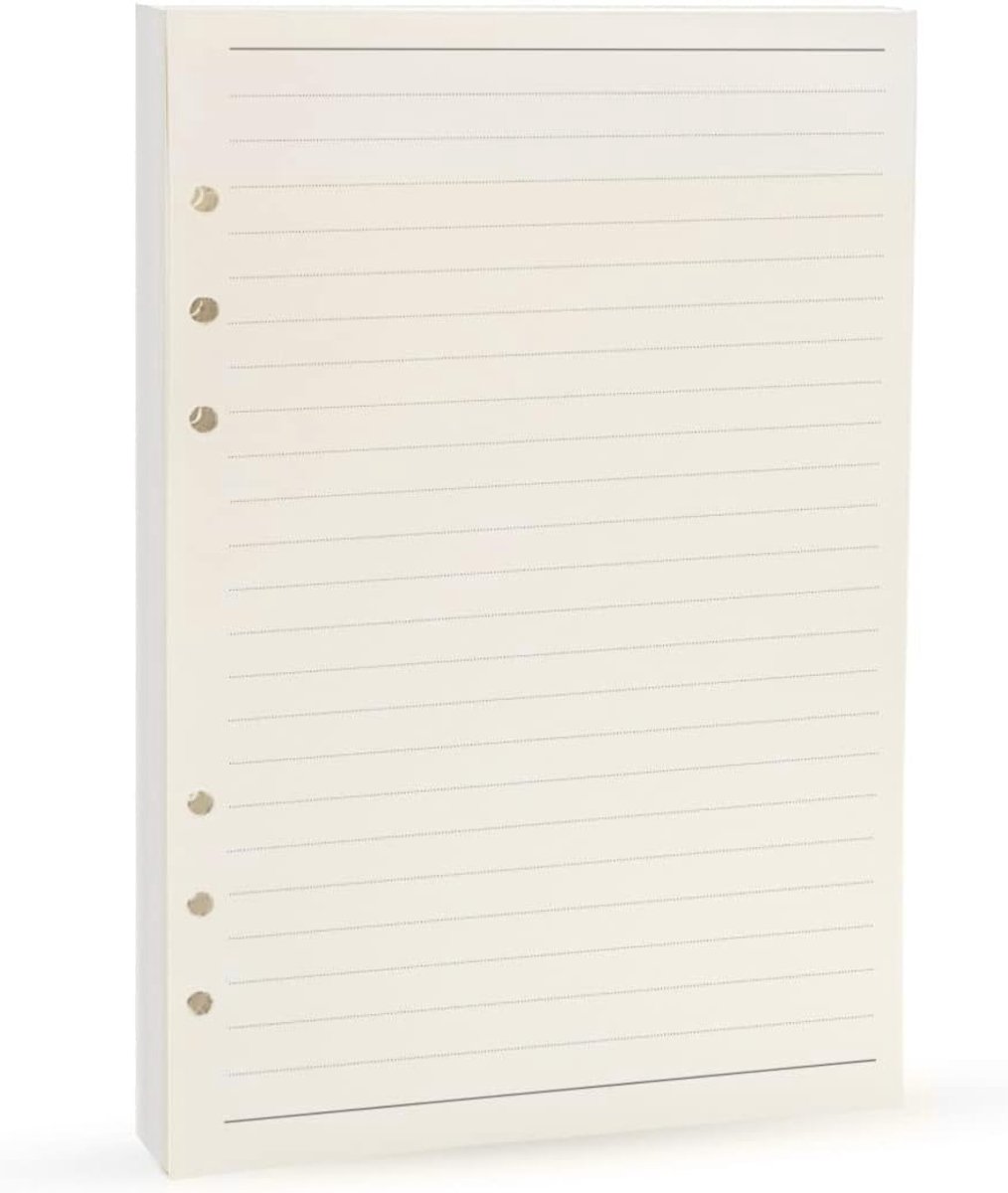 SnelShoppen - A5 Navulpapier, A5 Planner Invoegen, 6-Ring Kladblok Papier, A5 Gelijnd Papier voor Filofax, Persoonlijke Notitieboeken, 45 Vellen/90 Pa