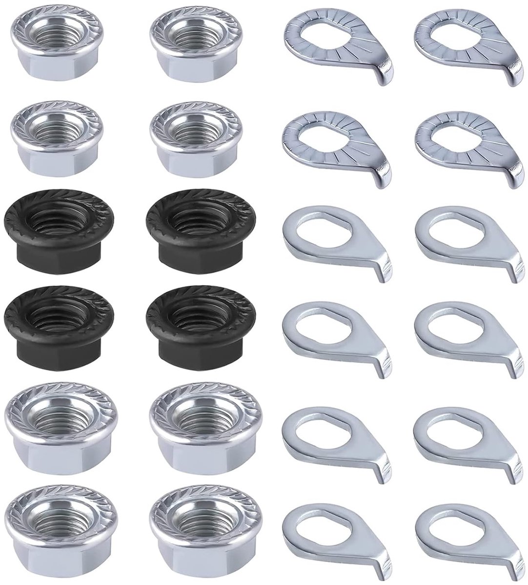 12pcs Axle Nuts, Bicycle Nuts, Flange Nuts - Flange Nuts with Lock Teeth Stainless Steel, M8 M9.5 M10 Bottom Bracket - ShopVlot