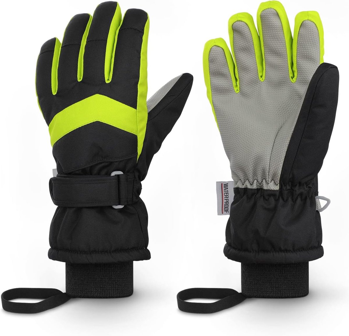 SnelShoppen - Waterdichte Ski Handschoenen Kinderen - Winterhandschoenen Jongens Meisjes - Warm Ademend - Thinsulate Voering - 3-14 Jaar - Zwart