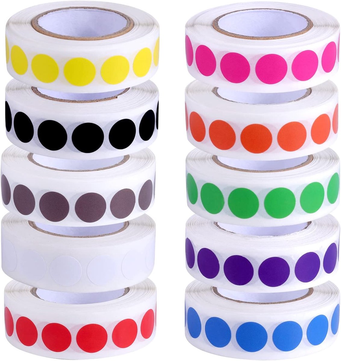 SnelShoppen - Zelfklevende ronde labels, 10 coding rollen, 13 mm, kleurgecodeerde stickers, 10.000 vellen, zelfklevend, ideaal voor organisatie en lab