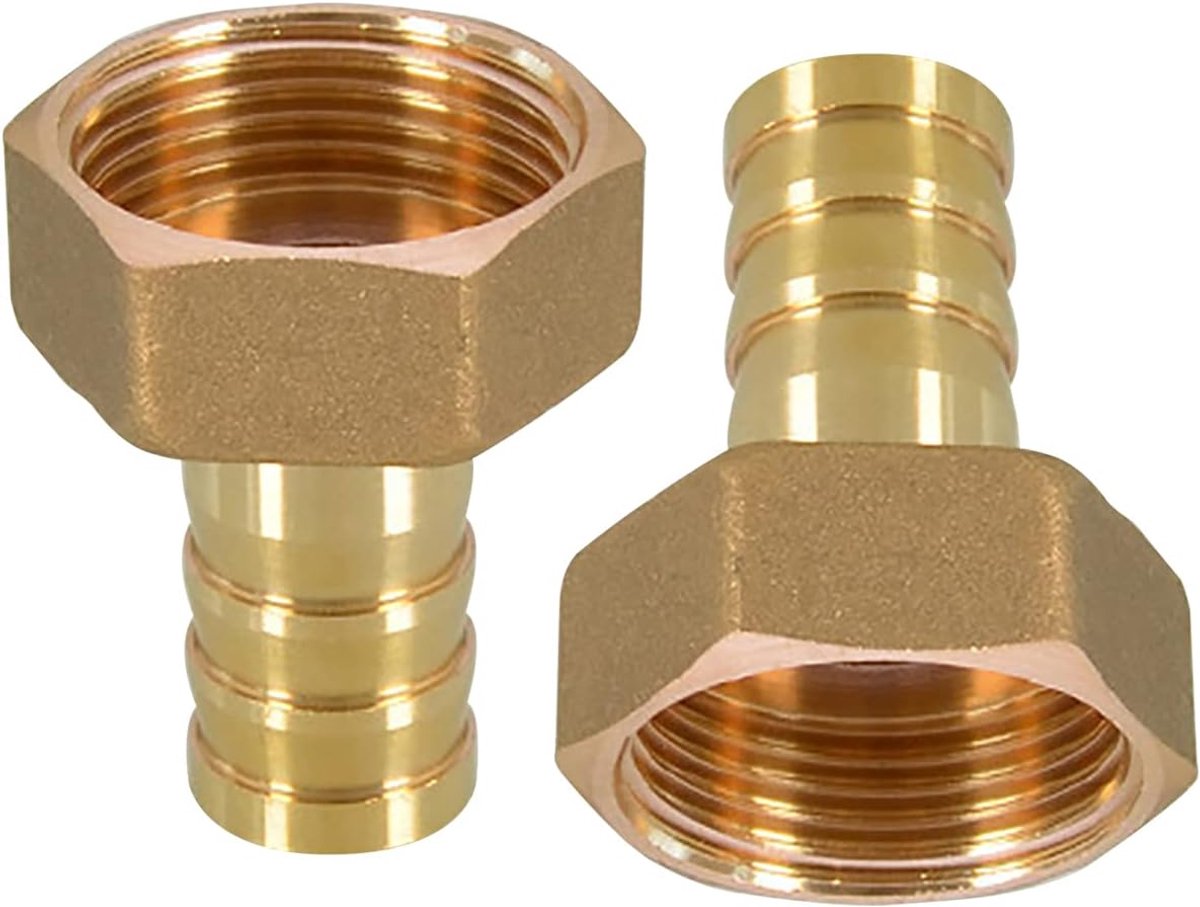 SnelShoppen - 2 Stuks 1" Slang Barb Messing Tuinslang Fittingen Koppeling Adapter Barb naar NPT Vrouwelijk Draad Geen Lekkages (19mm)