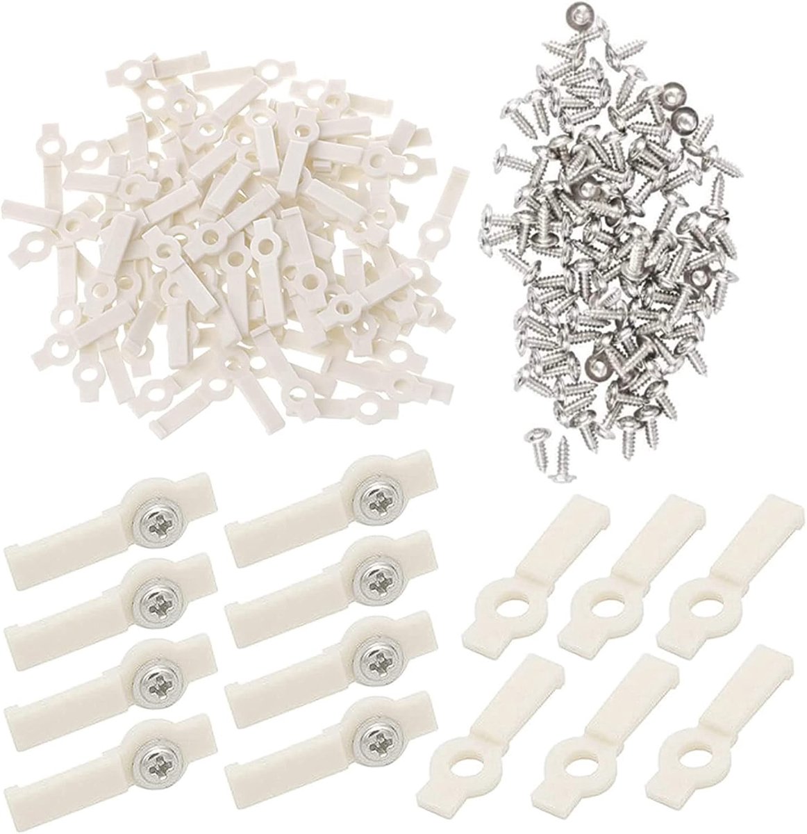 SnelShoppen - 200 witte LED clips met houders voor LED strips, inclusief 200 schroeven en siliconen strips (10 mm) voor feest, tuin en interieur