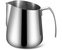 Roestvrijstalen melkschuimer Geschikt voor langwerpige tuit, duidelijke maataanduidingen, Geschikt voor latte art, comfortabel handvat en keukenschuimbeker (zilver, 750 ml).