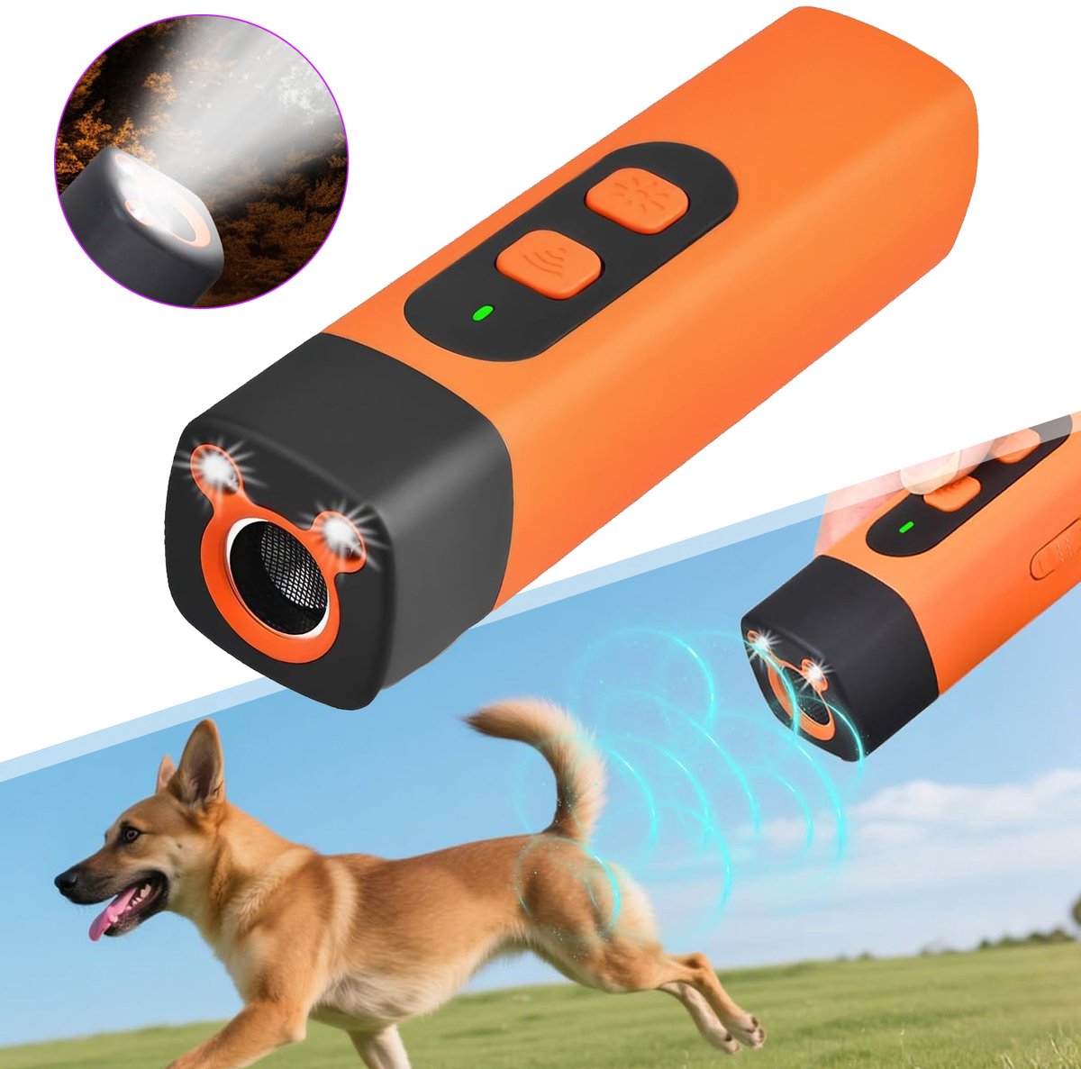 Anti-Blafapparaat Voor Honden - Ultrasone Hondenverjager - Schorsafweermiddel Met Led-Zaklamp - Ultrasone Hondenblafafschrikker