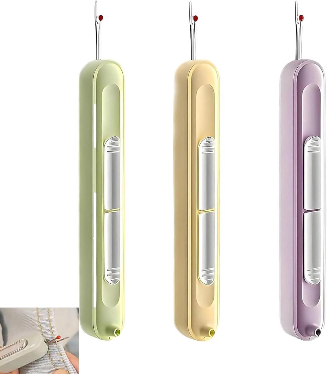 Naadverdeler Naaldinrijger - Naaigerei Set - Handmatig Naaien - 2-in-1 Ontwerp - 3 stuks - Groen Paars Wit