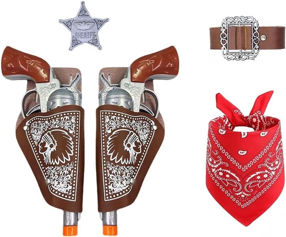 Set van 7 accessoires voor kostuumfeesten: bandana, riem, stropdas, halsketting en meer voor carnaval en themafeesten