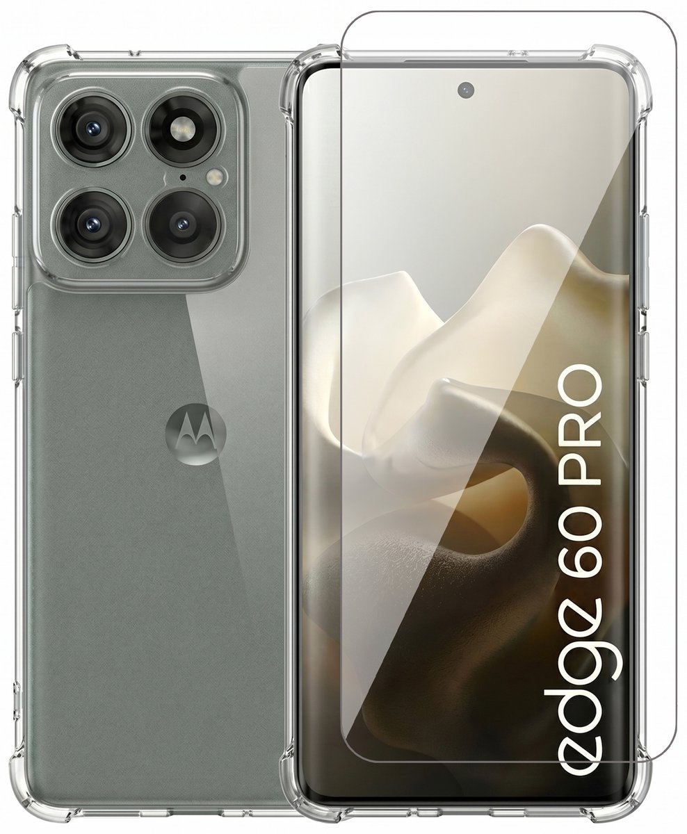 Hoesje geschikt voor Motorola Moto Edge 60 Pro – CrystalClear Back Cover – Schokbestendig – Met Screenprotector Glas