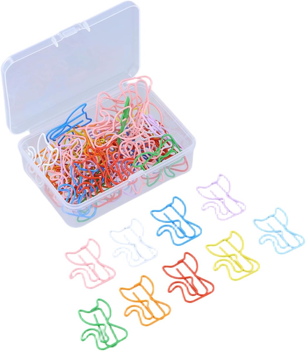 SnelShoppen - 50 Kleurvolle Katten Paper Clips 30 mm - Schattige Paperclips voor Documenten, School en Kantoor - Duurzaam en Premium Kwaliteit