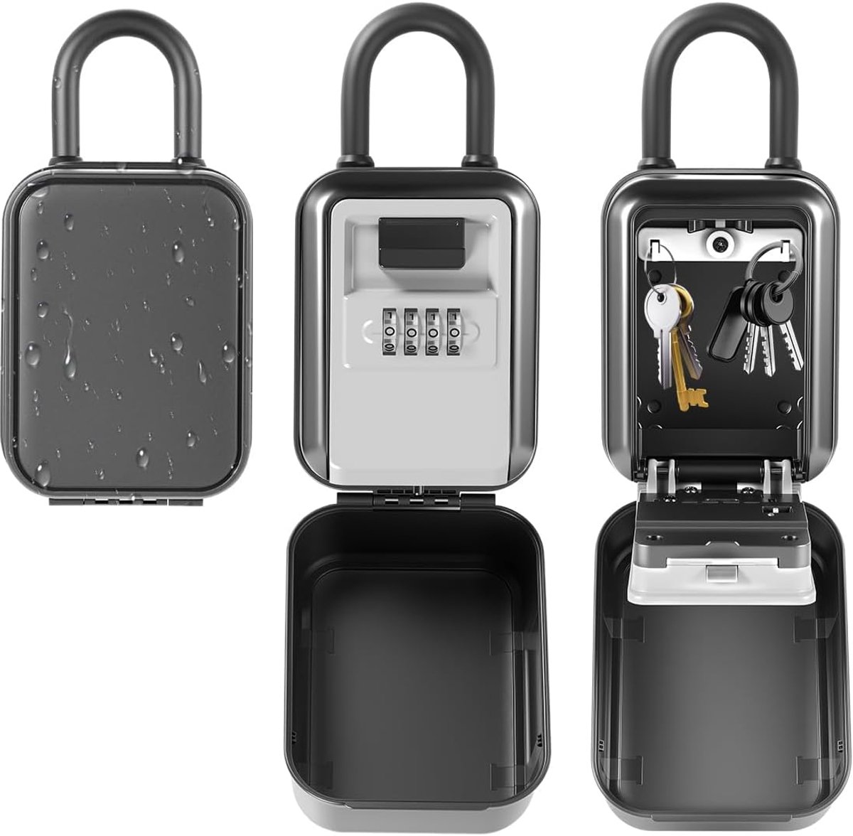RUIZHI Outdoor Key Safe with Number Code, 4 Digit Key Box with Number Code, Outdoor Key Safe, Weatherproof, Key Hiding - ShopVlot
