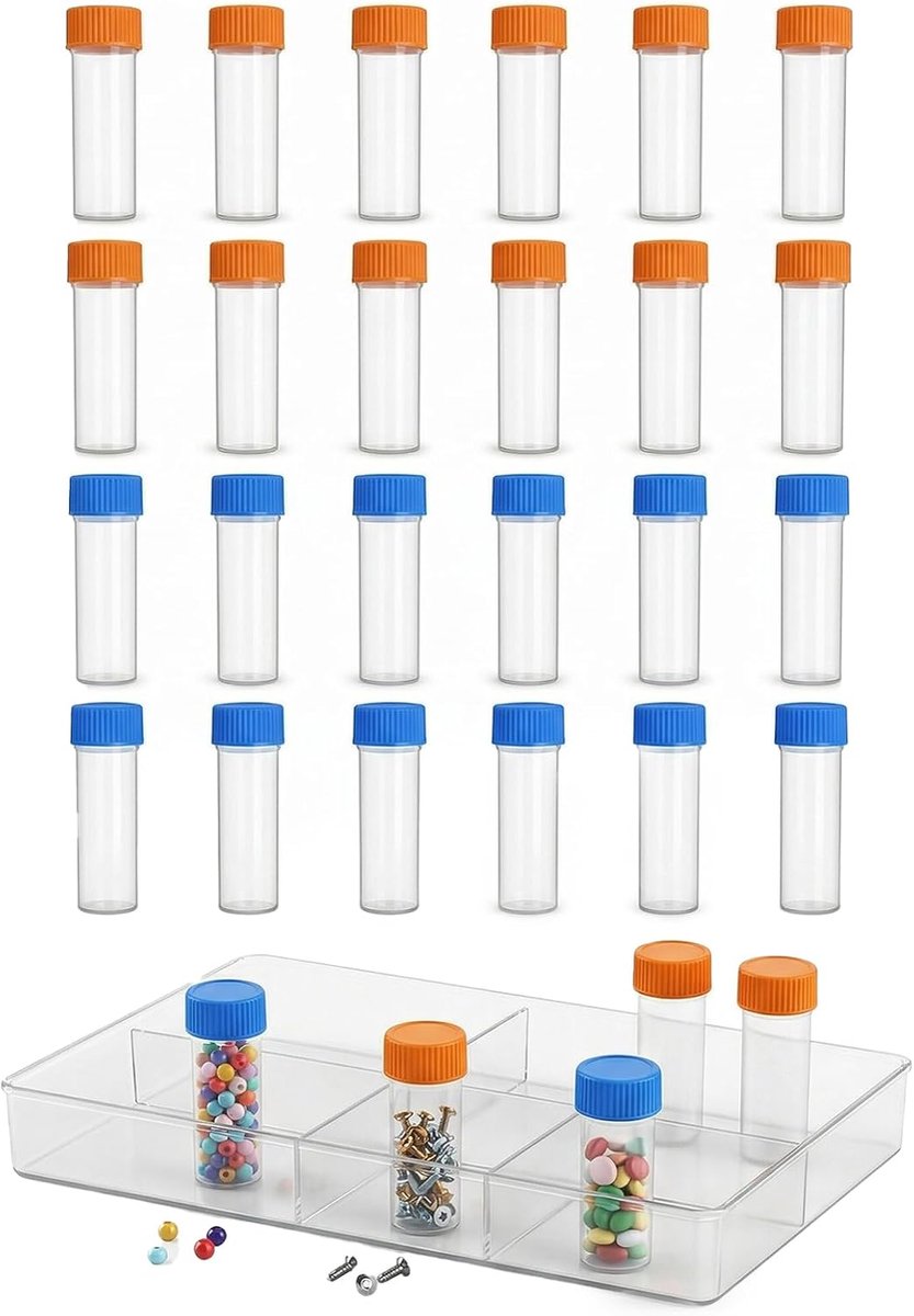 24 reageerbuisjes, 5 ml, kunststof, bevroren reageerbuizen van kunststof, reageerbuizen met deksel, gegradueerde - ShopVlot