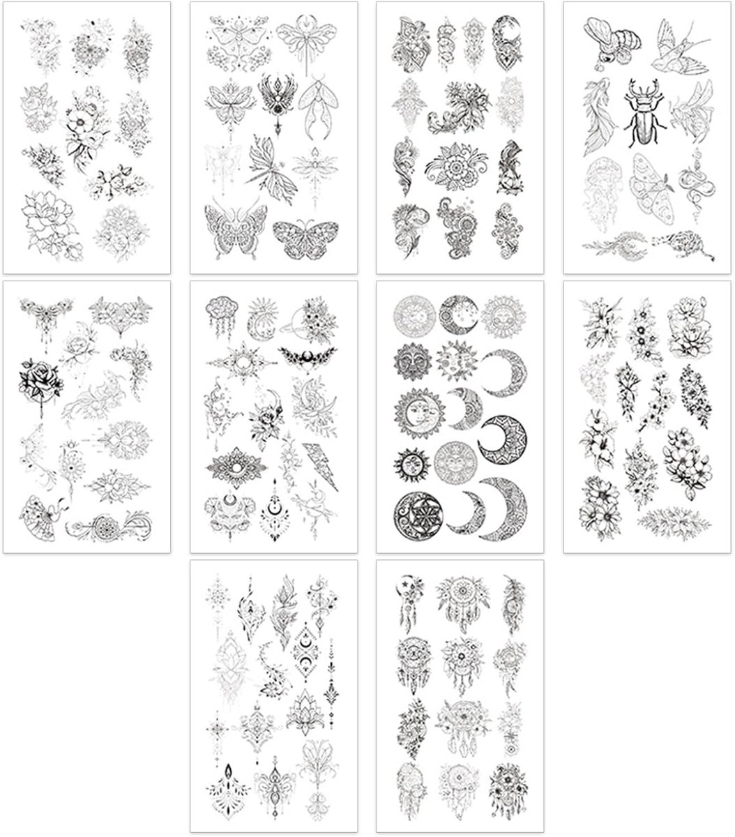 Tijdelijke tatoeages voor volwassenen - 10 stuks - waterdicht - unieke ontwerpen - ideaal voor feestjes - SnelShoppen