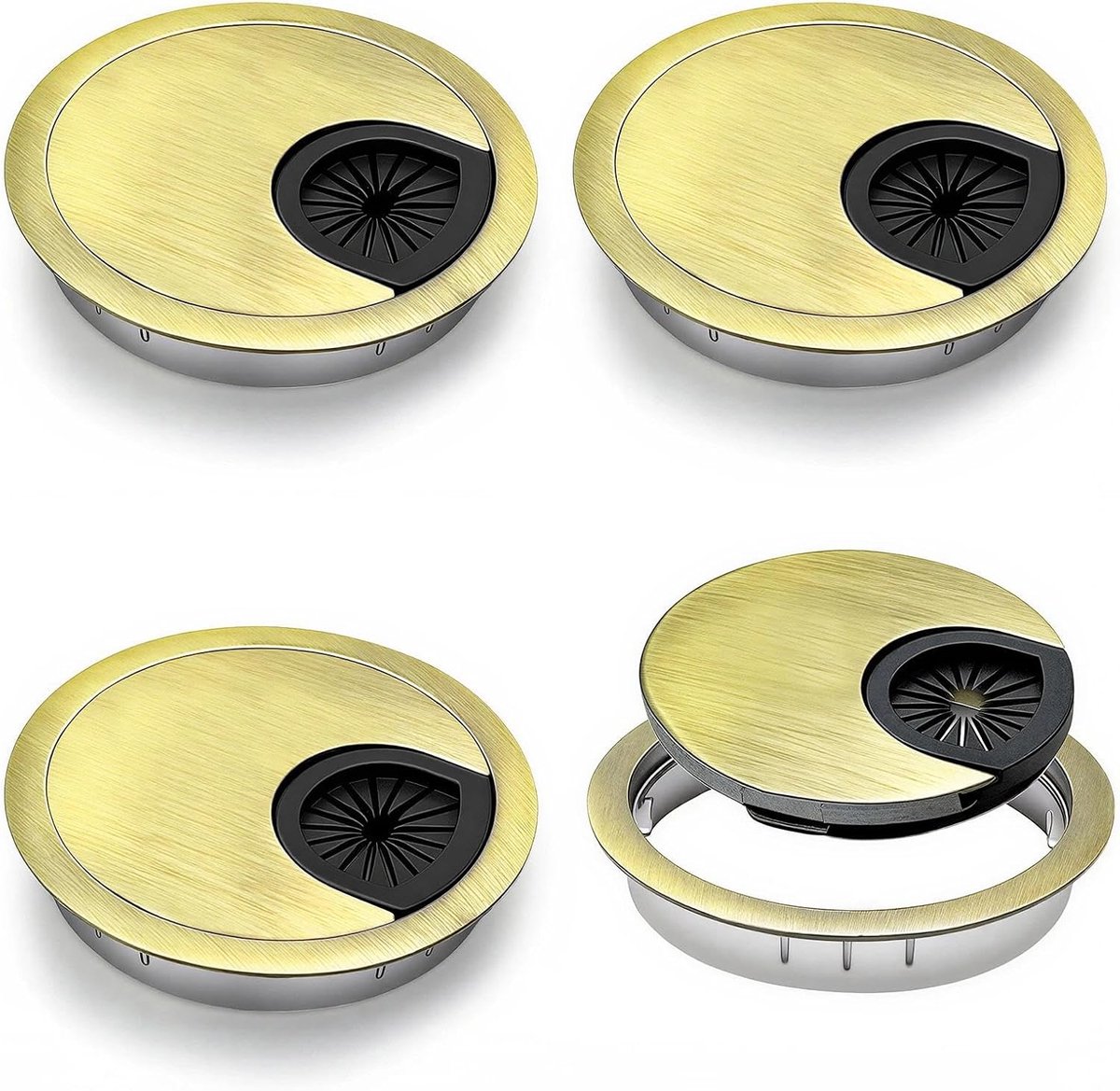 Bureaukabeldoorvoer Ø 60 mm - Zinklegering - Bronzen afwerking - Voor stabiele kabelafvoer - ShopVlot