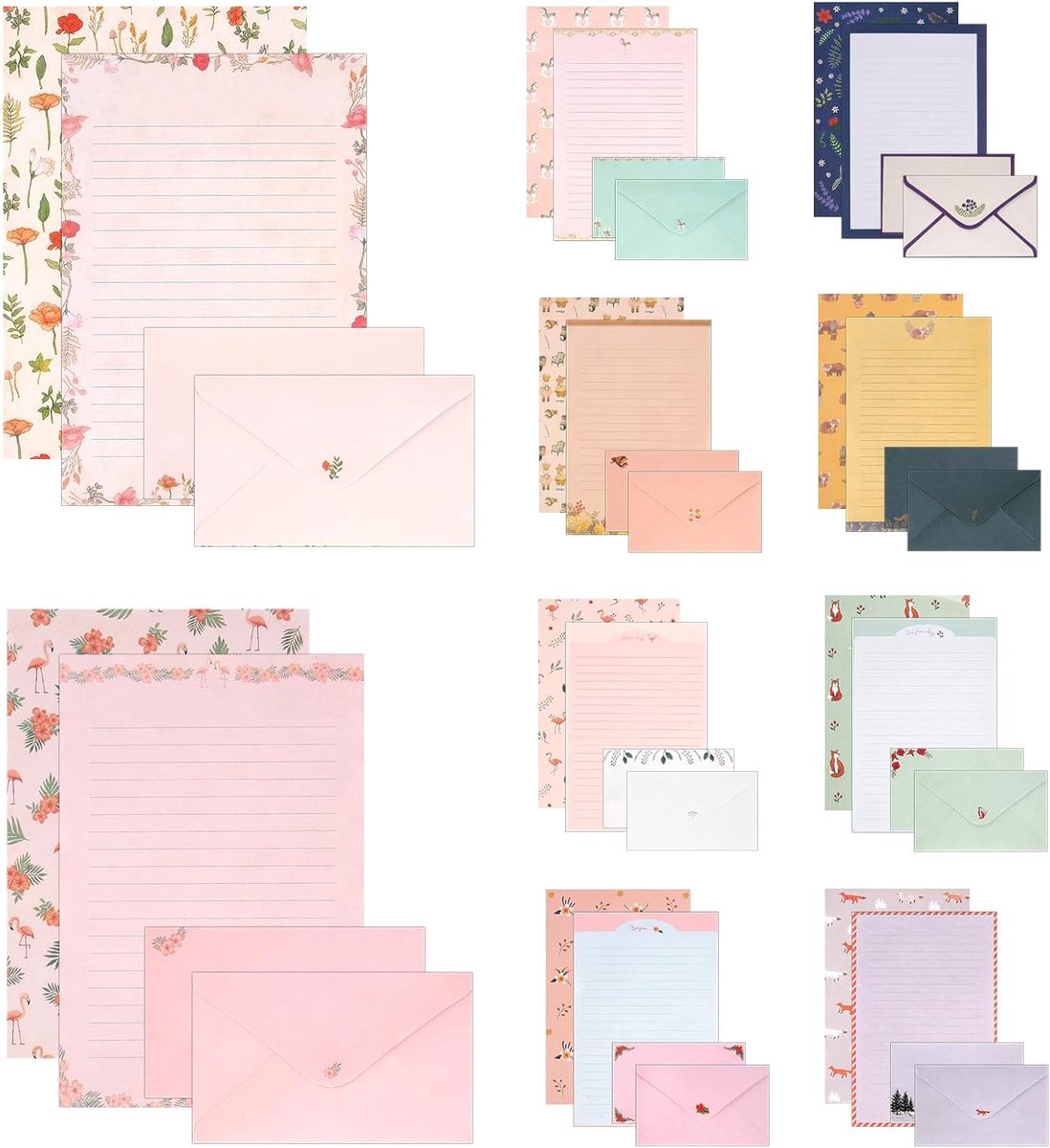 SnelShoppen - 90 Delen Briefpapier Envelop Set - 30 Enveloppen en 60 Gelijnde Briefpapier - Liefdesbrief voor Verjaardag, Trouwen, Uitnodigingen, Groe