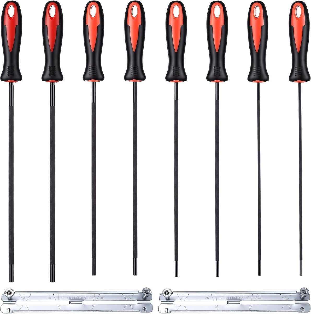 SnelShoppen - Set van 4 Slijpbestanden voor Kettingzaag, 3.2 mm, 4 mm, 4.8 mm, 5.5 mm, Ronde Bestanden, Metaal Bestanden, Handgereedschap voor Doe-Het