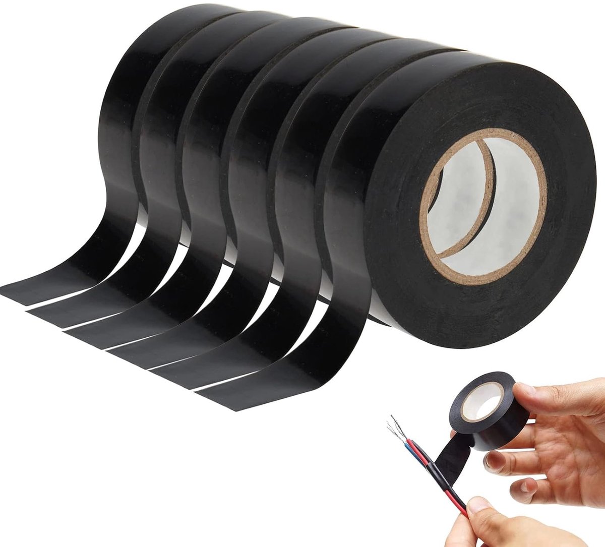 Electrical Tape, 6 Pieces Electrician, 16mm x 15m, Electrical Insulation Tape for Wiring Projects and Repairs (Black) - ShopVlot