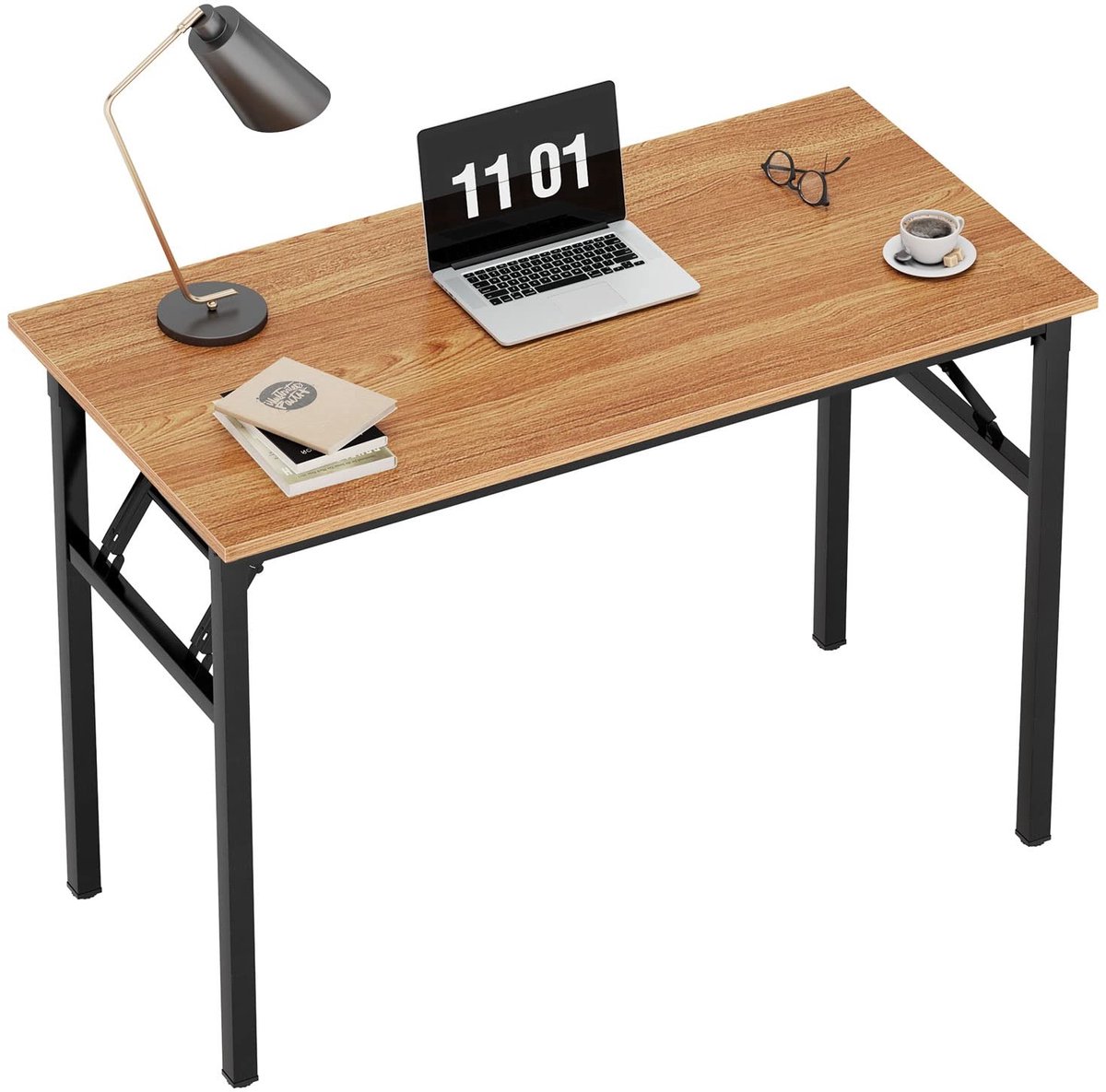 Omgoods - Opvouwbare Bureau Desk, 80x40x75cm, Teak & Zwart
