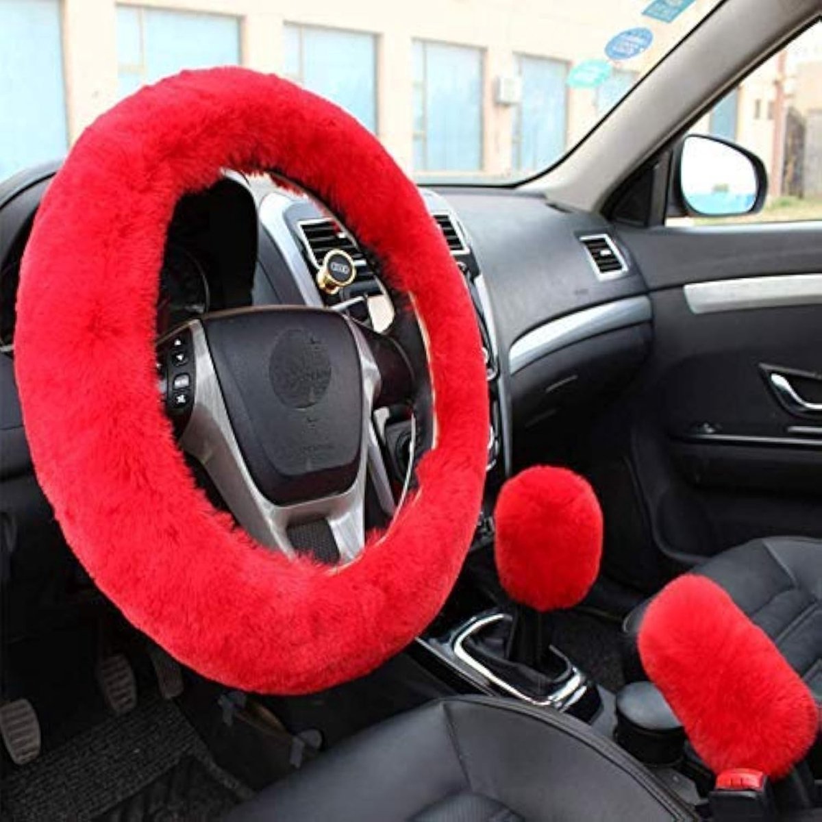 Omgoods - Fuzzy Stuurwielcover voor Auto met Handrem- en Versnellingspookcover