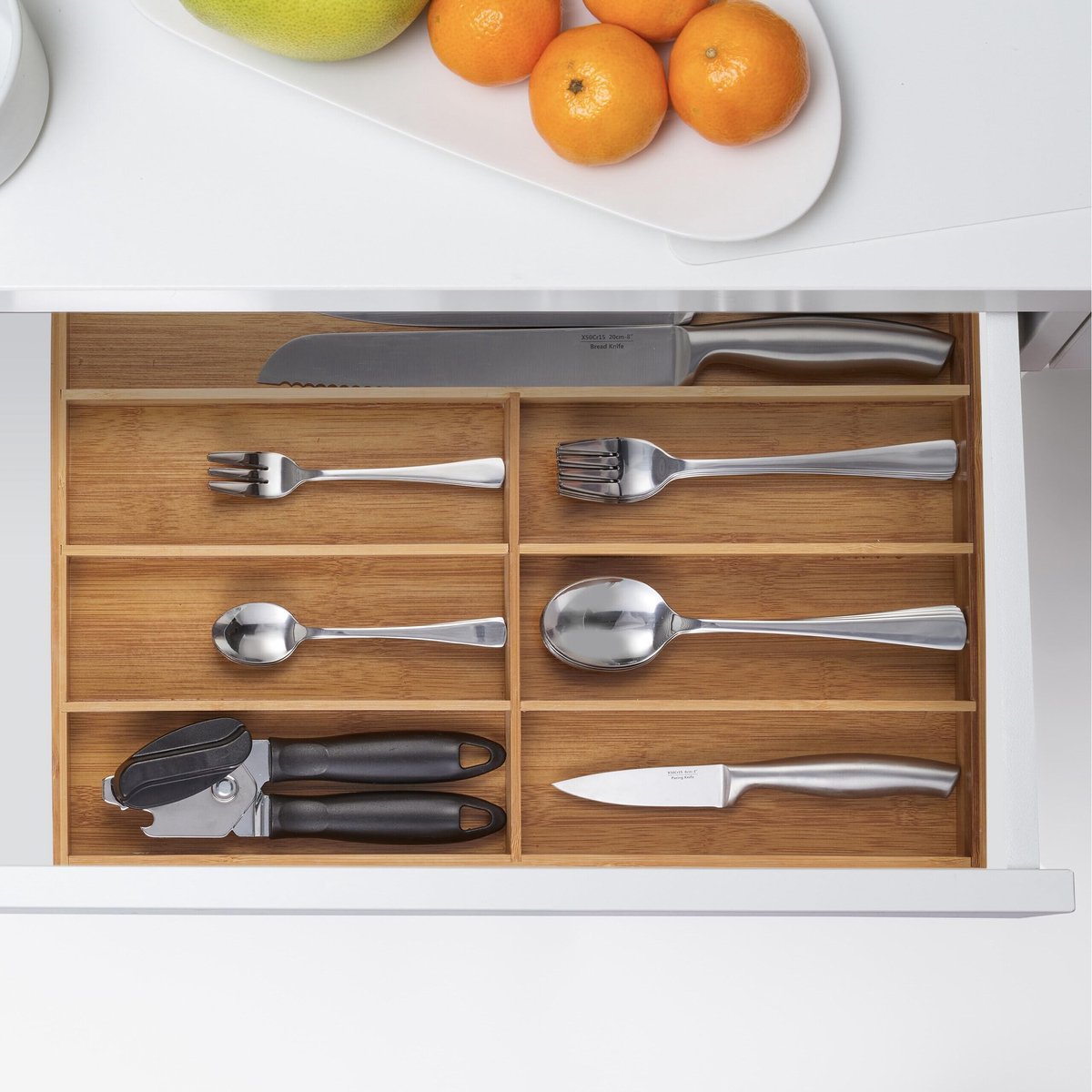 Omgoods - Bamboo Besteklade met 7 Compartimenten voor Keuken