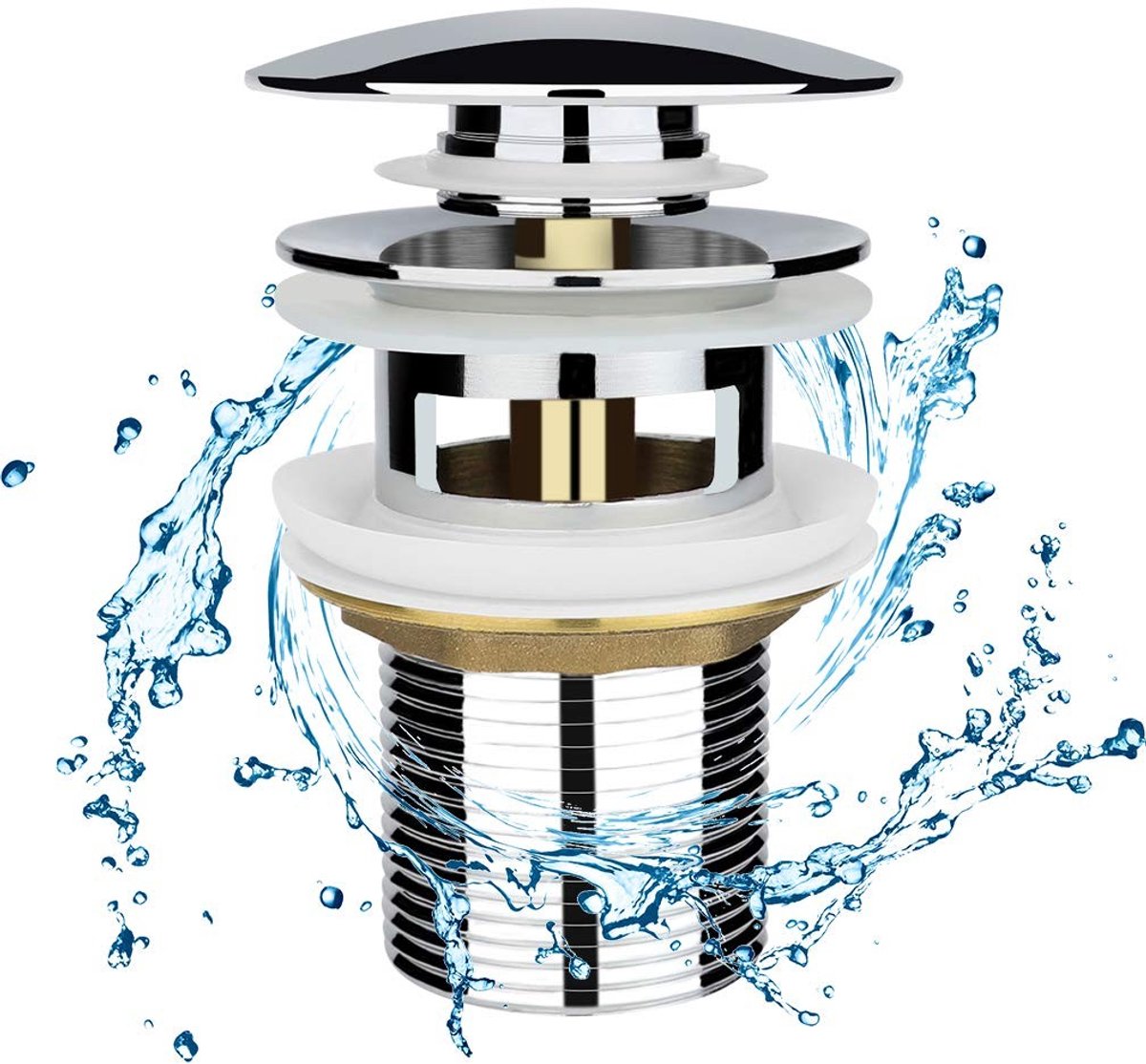 Omgoods - Universele Chrome Washbasin Afvoer Set met Pop-up en Overflow
