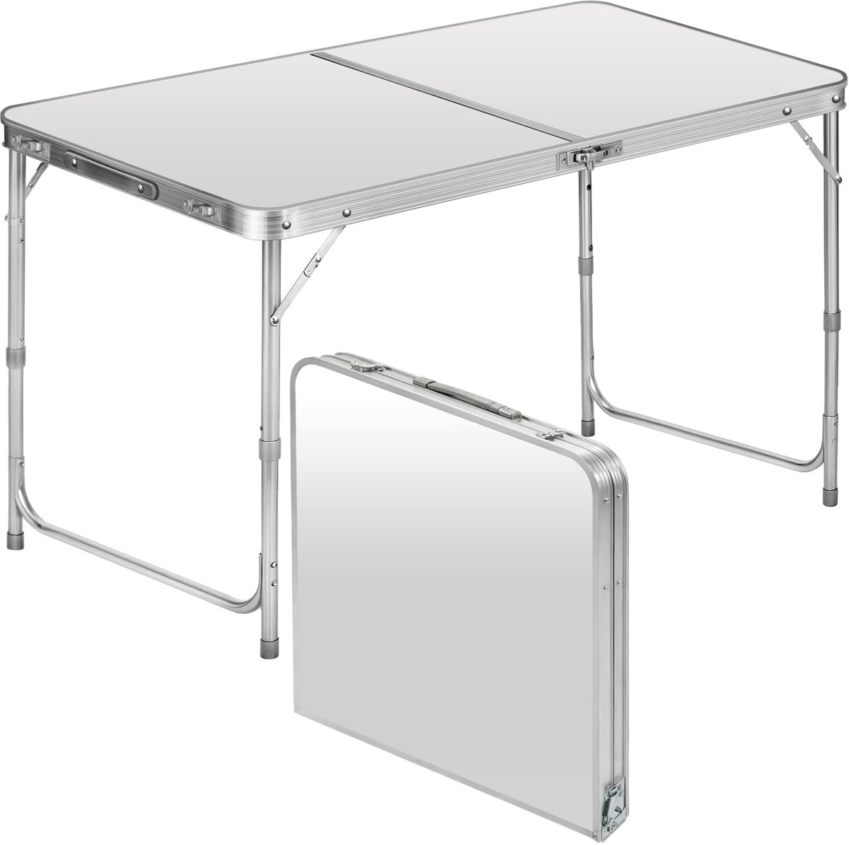 Omgoods - Vouwbare Multifunctionele Tafel - Hoogteverstelbaar voor Camping en Festivals (Wit)
