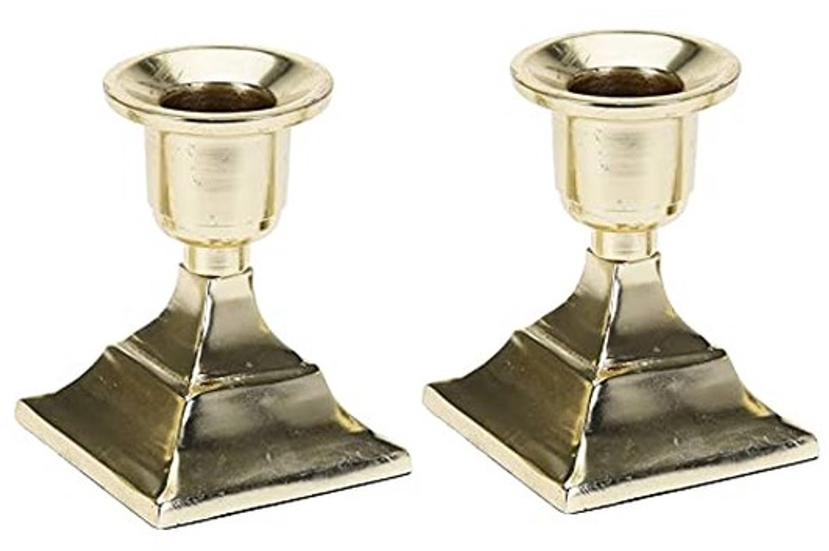 Omgoods - Set van 2 Kandelaren met Antieke Afwerking 7,5 cm Hoog