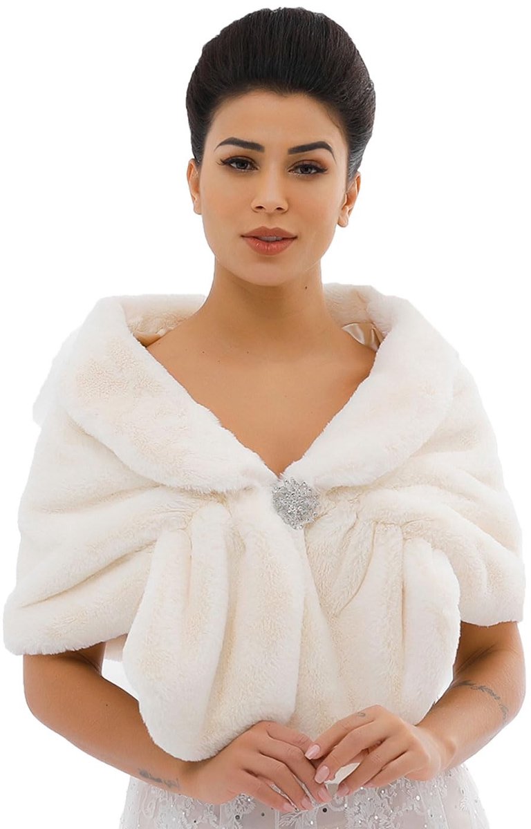 Omgoods - Vrouwen Faux Fur Sjaal 1920s Stijl Bruiloft Wrap