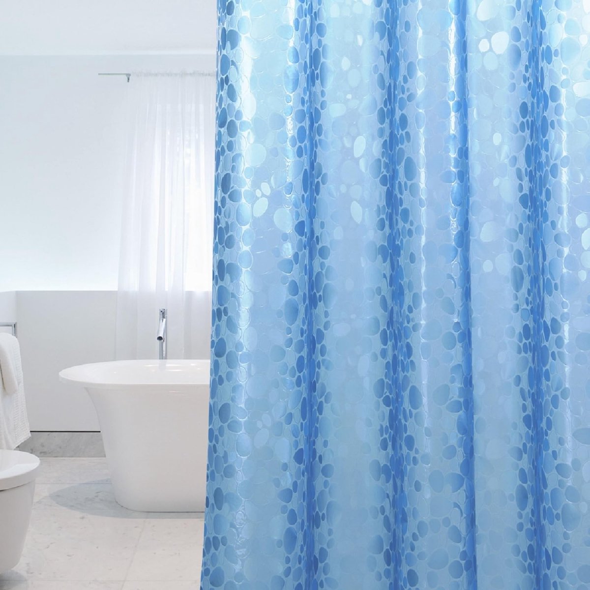 Omgoods- Douchegordijn Waterdicht - Schimmelwerend - Antibacterieel - 3D-Steentextuur - Inclusief 12 Ringen - 183x200 cm - Badkamergordijn