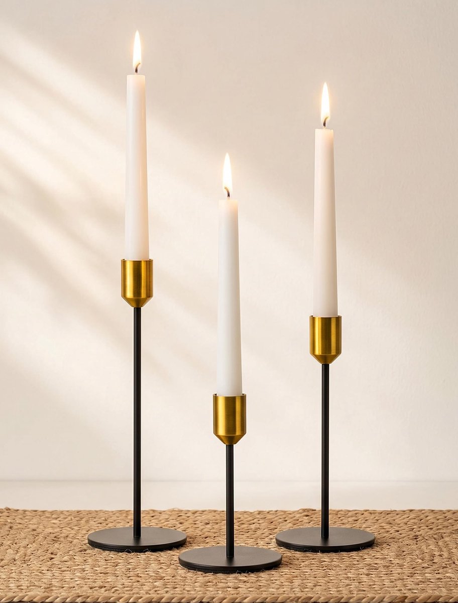 Omgoods - Set van 3 Moderne Kaarsenhouders van IJzer