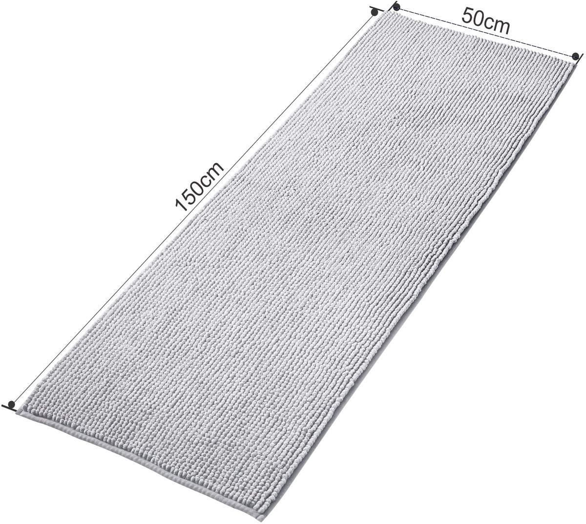 Omgoods - Zachte Chenille Badmat, Antislip en Absorberend, Grijs 50x150 cm