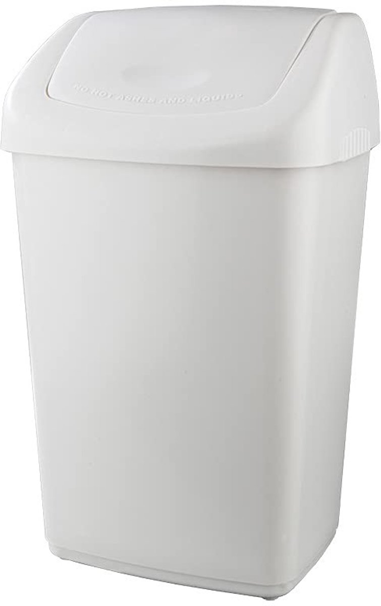Omgoods - Afvalbak met Draaiende Deksel, 50 Liter, Wit