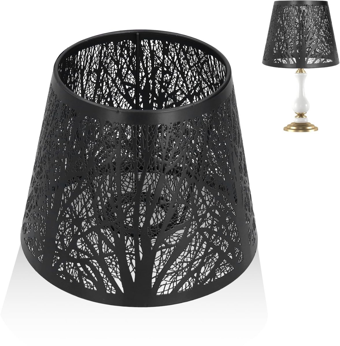 Omgoods - Smeedijzeren lampenkap - Vintage uitstraling - Zwart - E27 geschikt - Mini-decoratie voor tafellamp - Perfect voor sfeervolle verlichting