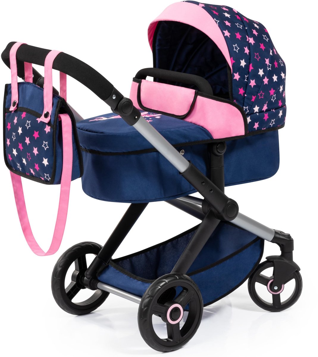 Omgoods - Wandelwagen voor Poppen met Verstelbare Duwhandgreep en Tas