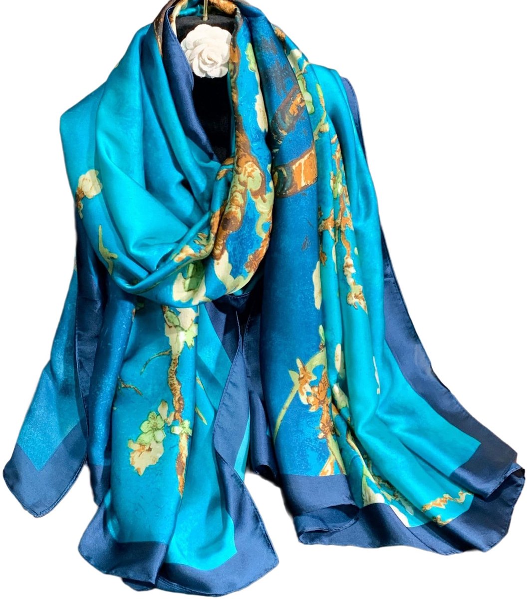 Omgoods - Chiffon Sjaal met Lotusprint voor Dames