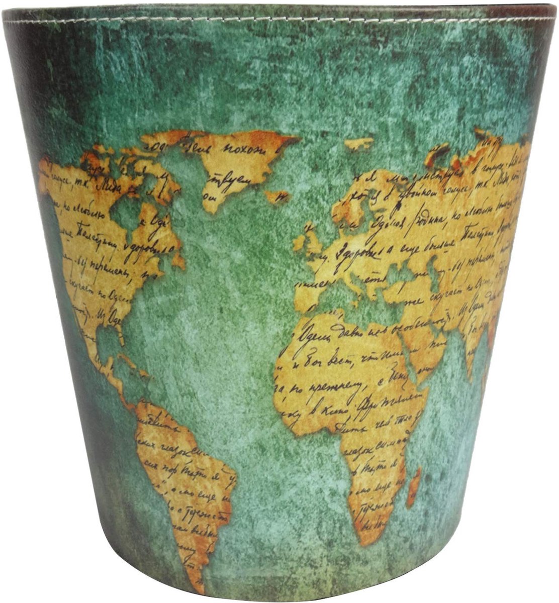 Omgoods - Retro Vintage Papier Prullenbak met Wereldkaart