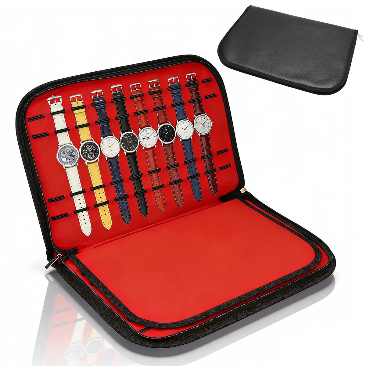 Omgoods- Horloge Opbergtas 20 Slots - Draagbare Opbergdoos - Waterdicht Leer - PU Materiaal - Vouwgrootte 40 x 27,5 cm - Bescherming tegen Krassen - Horloge Doos