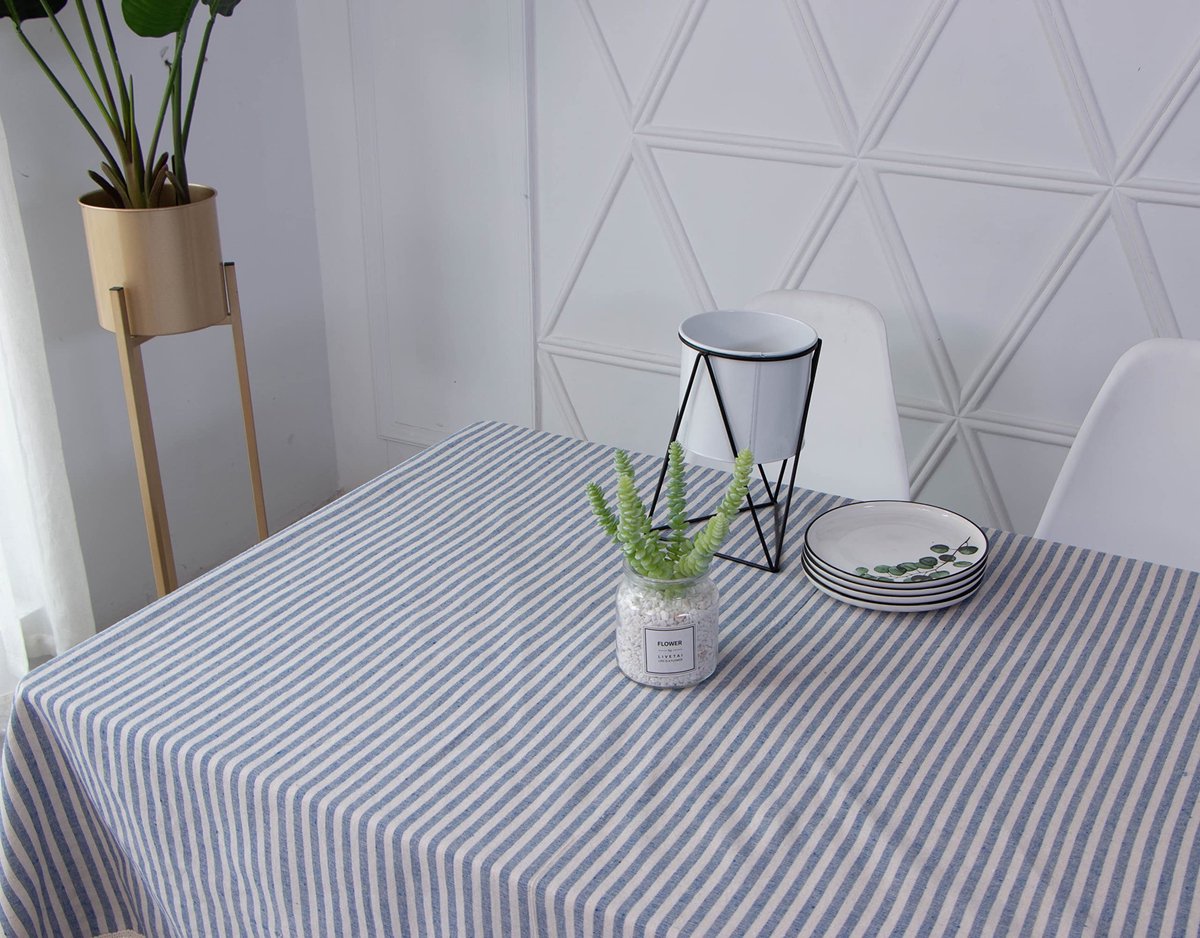 Omgoods - Rechthoekige Tafelkleed met Linnenlook en Franje