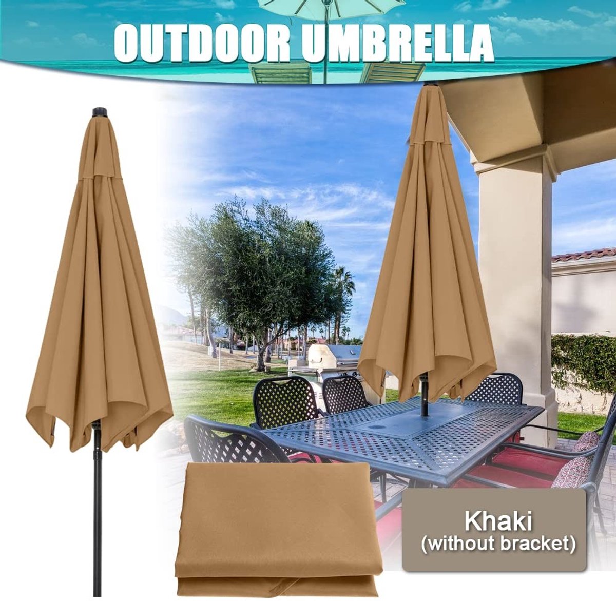 Omgoods - Universele Vervangende Parasoldoek voor Tuin en Strand